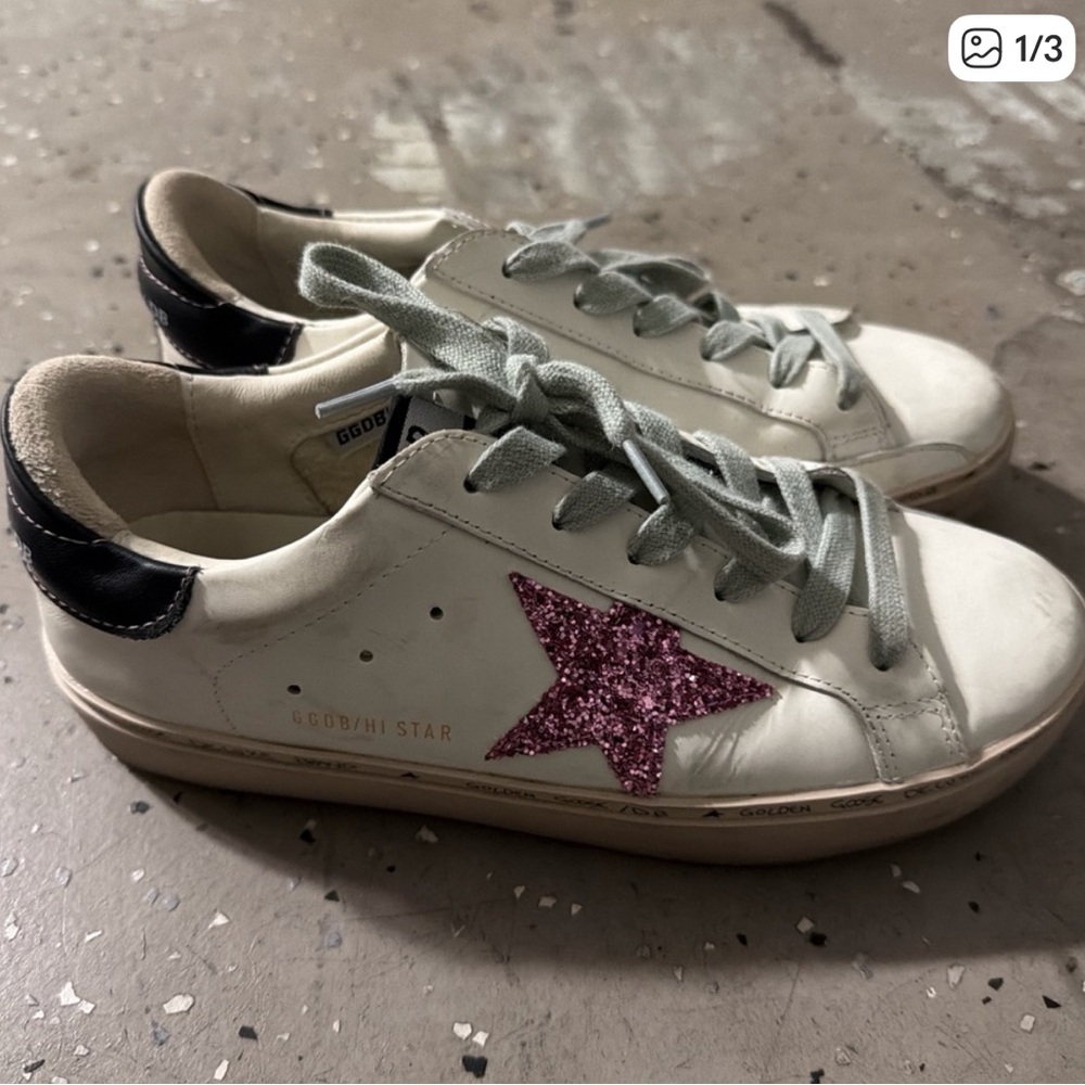 Golden Goose White and Black Sneakers